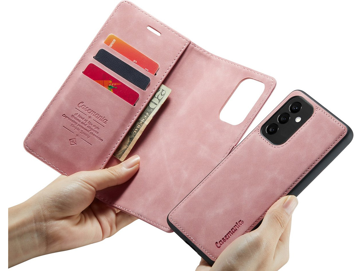 CaseMania 2in1 Magnetic Bookcase Roze - Samsung Galaxy A14 5G Hoesje