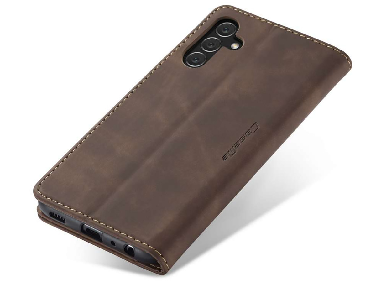 CaseMe Vintage BookCase Bruin - Samsung Galaxy A14 5G hoesje