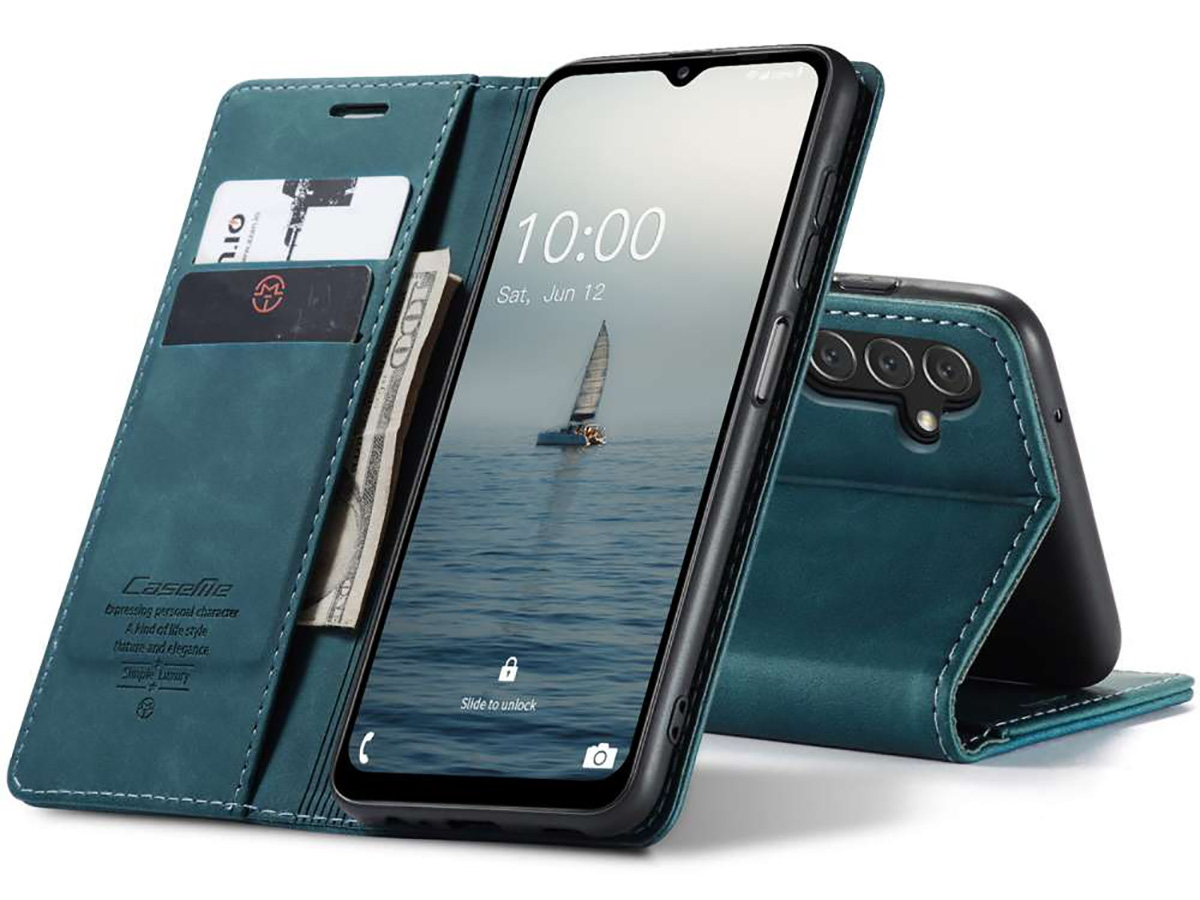 CaseMania Vintage Slim Bookcase Groen - Samsung Galaxy A14 5G hoesje