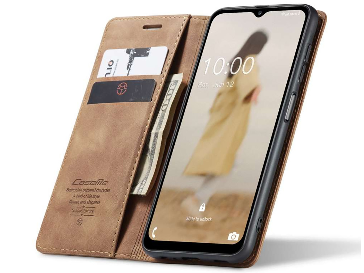 CaseMania Vintage Slim Bookcase Tan - Samsung Galaxy A14 5G hoesje