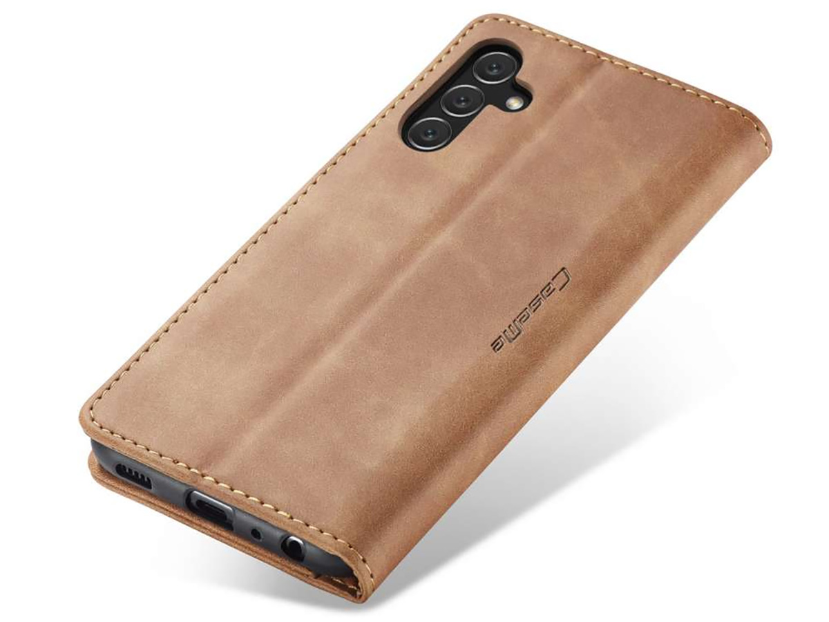 CaseMania Vintage Slim Bookcase Tan - Samsung Galaxy A14 5G hoesje