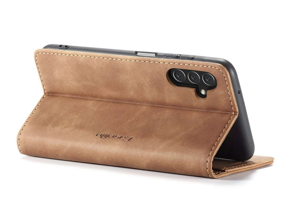 CaseMania Vintage Slim Bookcase Tan - Samsung Galaxy A14 5G hoesje