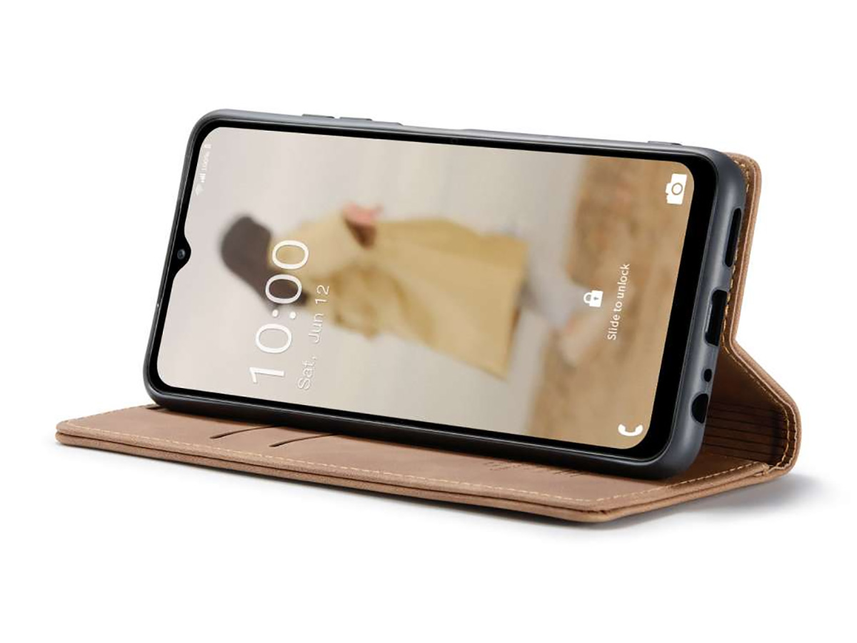 CaseMe Vintage BookCase Tan - Samsung Galaxy A14 5G hoesje