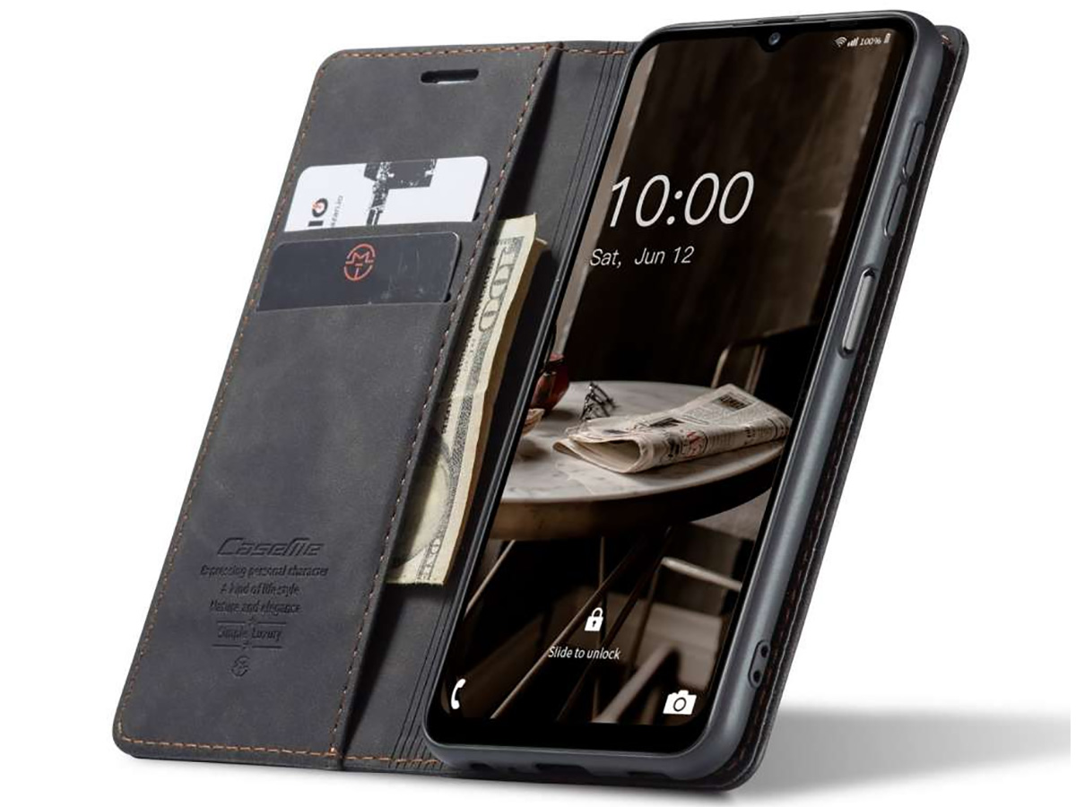 CaseMania Vintage Slim Bookcase Zwart - Samsung Galaxy A14 5G hoesje