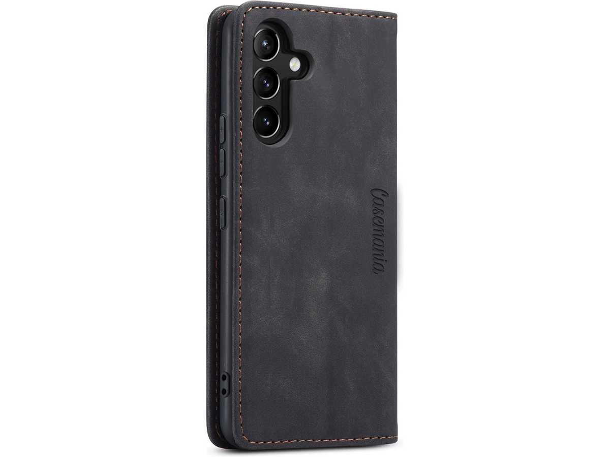 CaseMania Vintage Slim Bookcase Zwart - Samsung Galaxy A15 hoesje