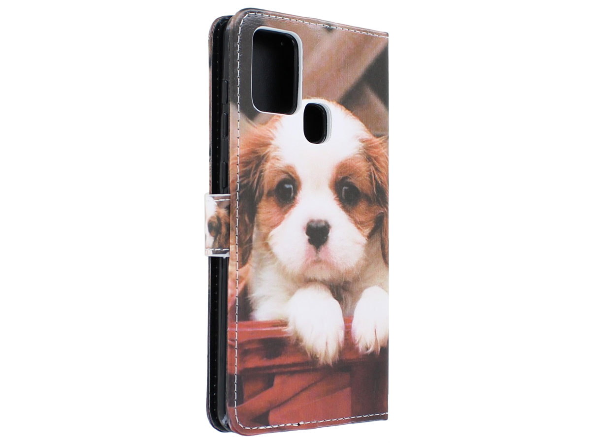 Book Case Mapje Hond Puppy - Samsung Galaxy A21s hoesje