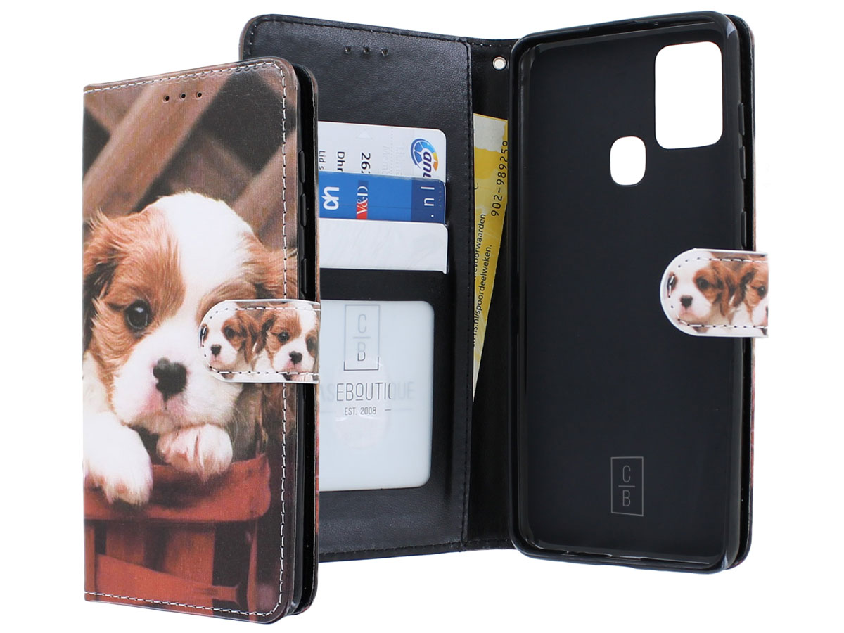 Book Case Mapje Hond Puppy - Samsung Galaxy A21s hoesje