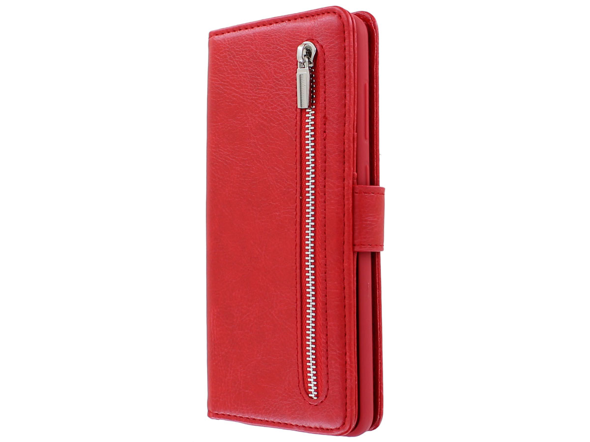 Book Case met Ritsvakje Rood - Samsung Galaxy A21s hoesje