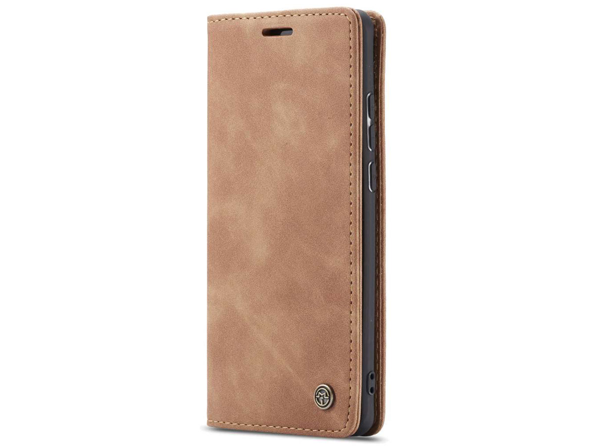 CaseMe Vintage BookCase Tan - Samsung Galaxy A21s hoesje