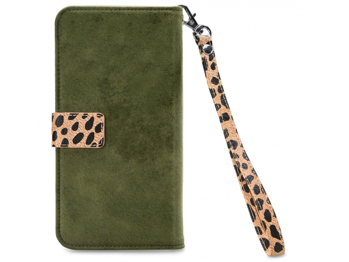 Mobilize 2in1 Magnet Zipper Case Green Leopard - Samsung Galaxy A22 4G hoesje