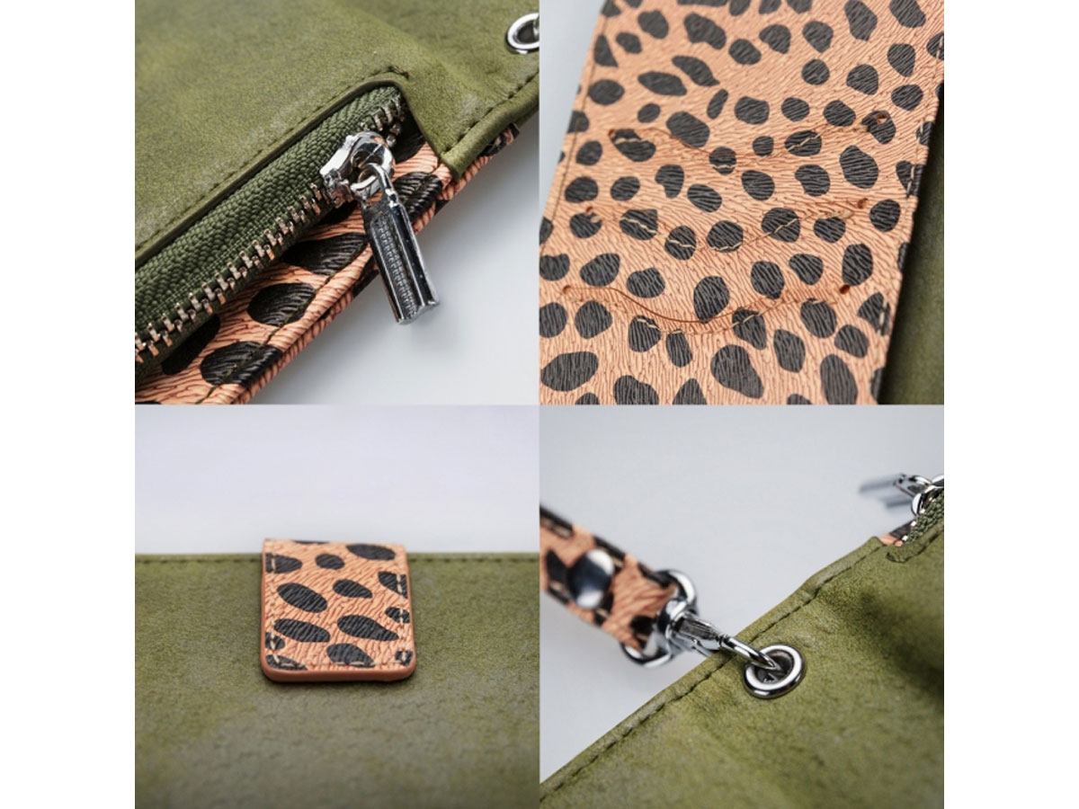 Mobilize 2in1 Magnet Zipper Case Green Leopard - Samsung Galaxy A22 4G hoesje