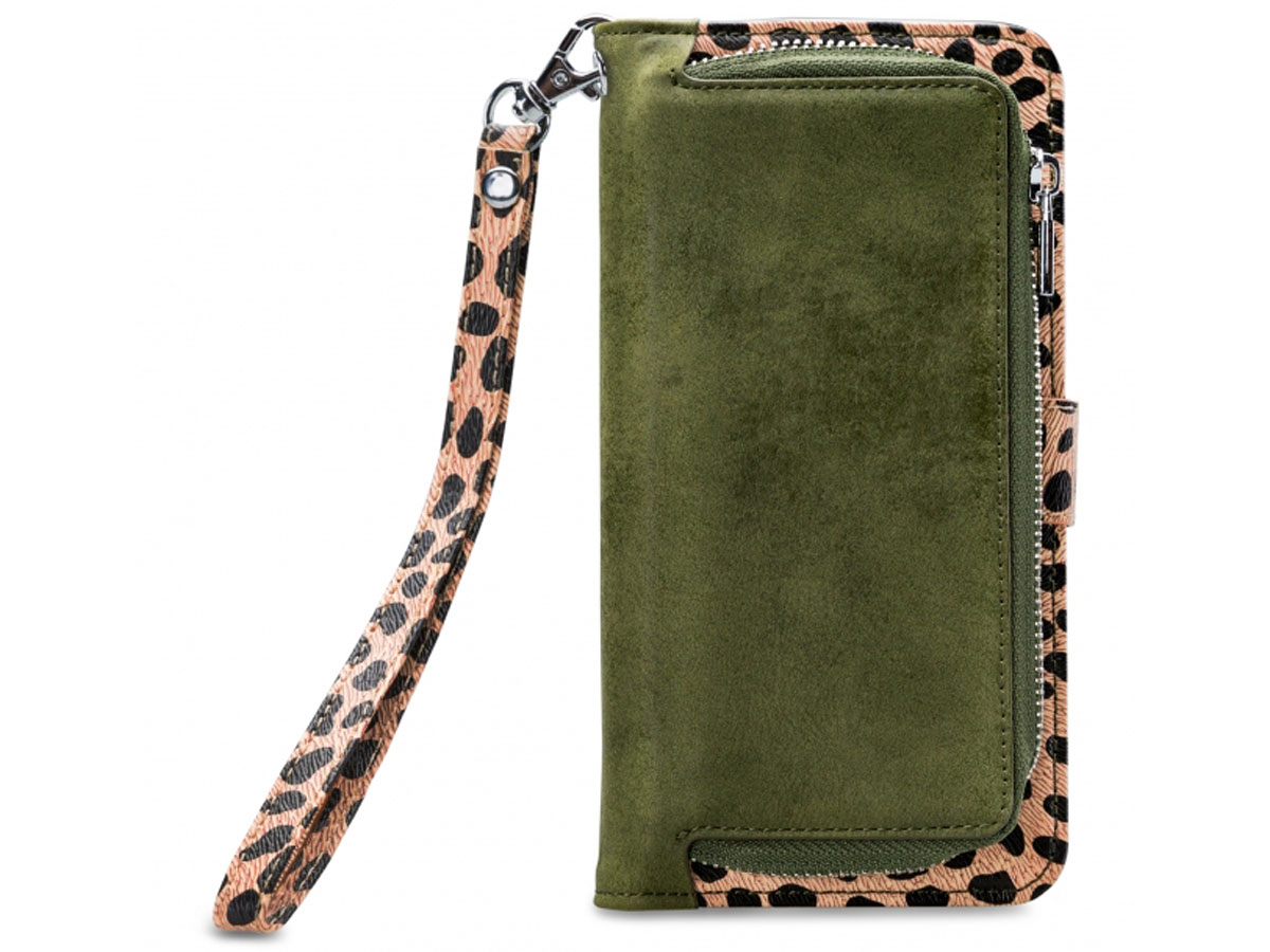 Mobilize 2in1 Magnet Zipper Case Green Leopard - Samsung Galaxy A22 4G hoesje