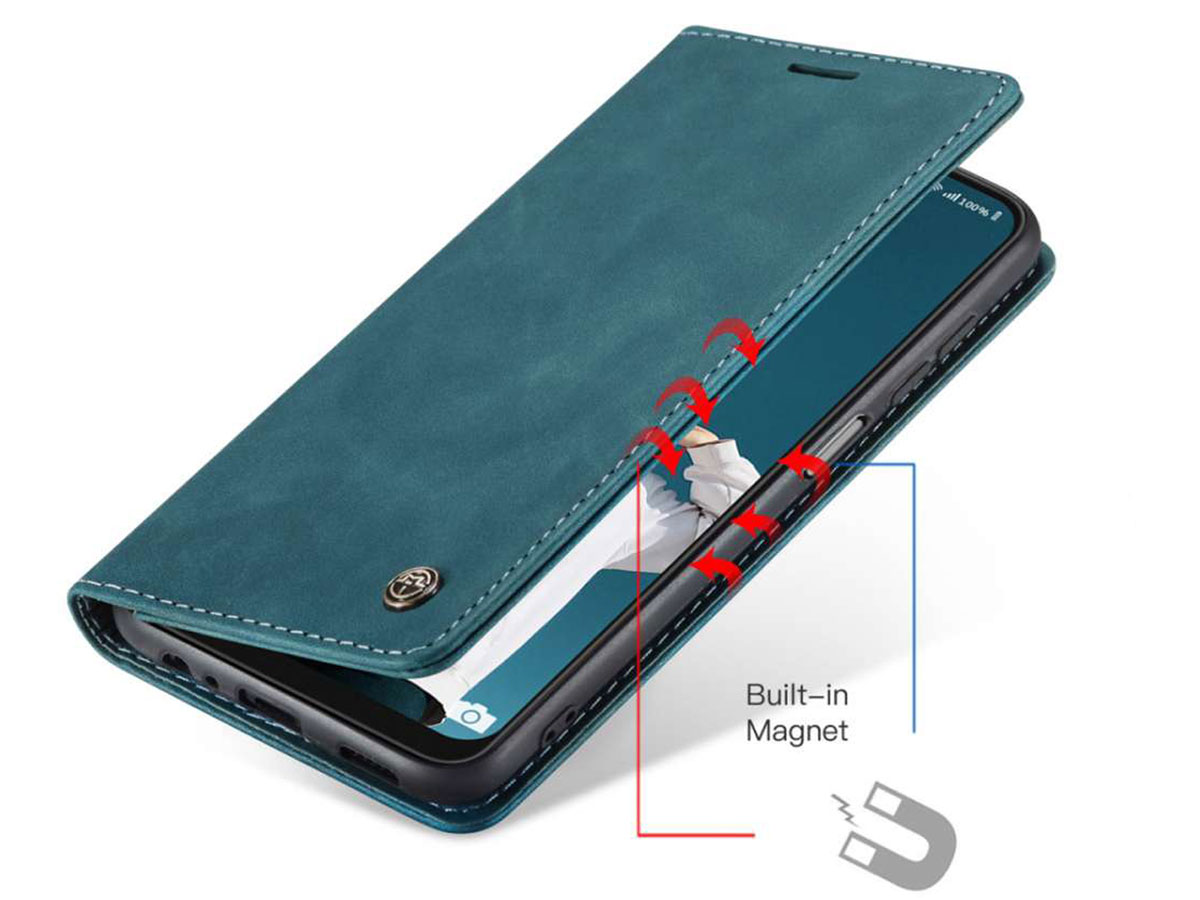 CaseMe Vintage BookCase Blauw - Samsung Galaxy A22 5G hoesje