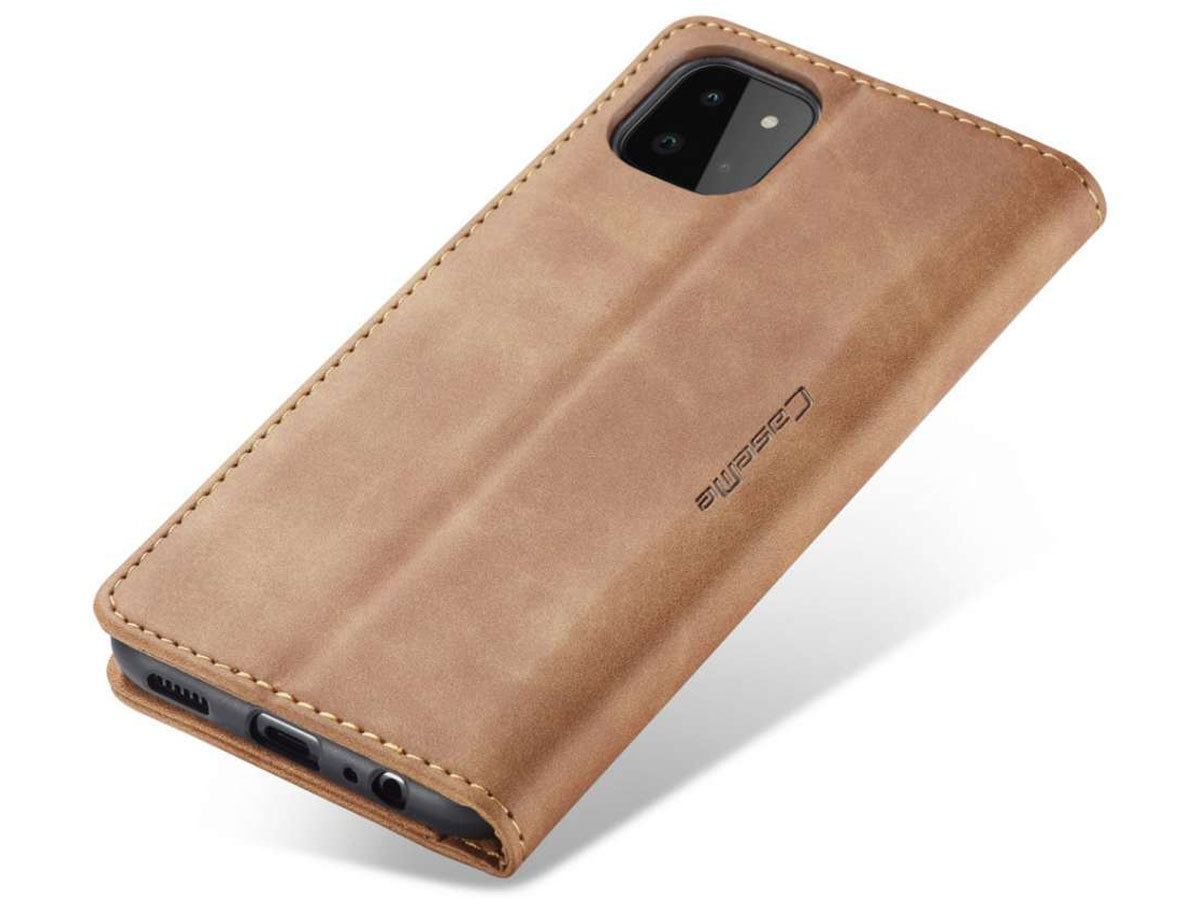 CaseMe Vintage BookCase Tan - Samsung Galaxy A22 5G hoesje