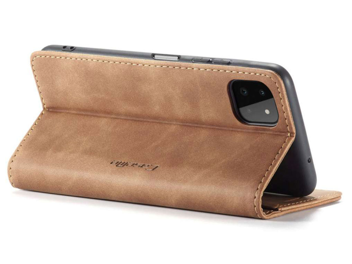 CaseMe Vintage BookCase Tan - Samsung Galaxy A22 5G hoesje