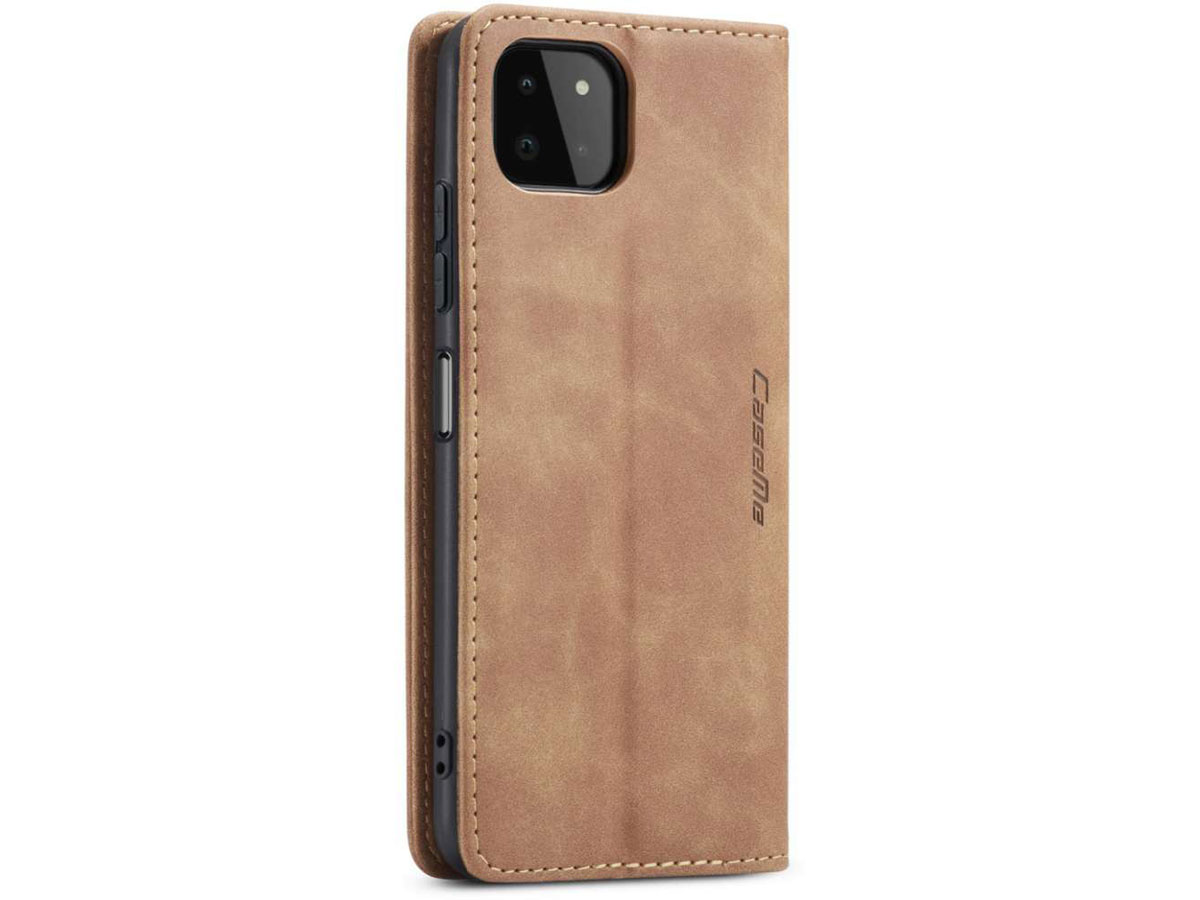 CaseMe Vintage BookCase Tan - Samsung Galaxy A22 5G hoesje