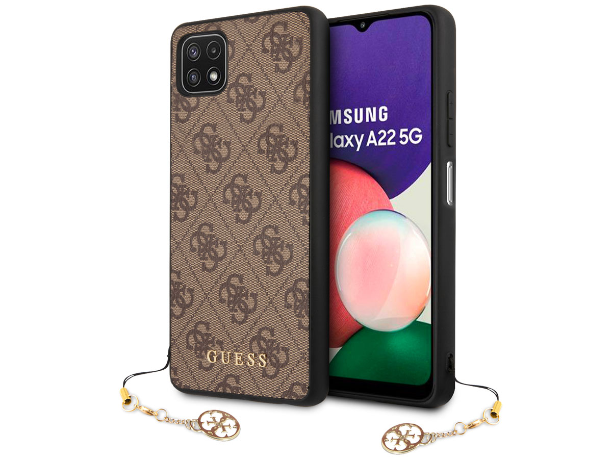 Guess Monogram Charm Case Bruin - Samsung Galaxy A22 5G hoesje