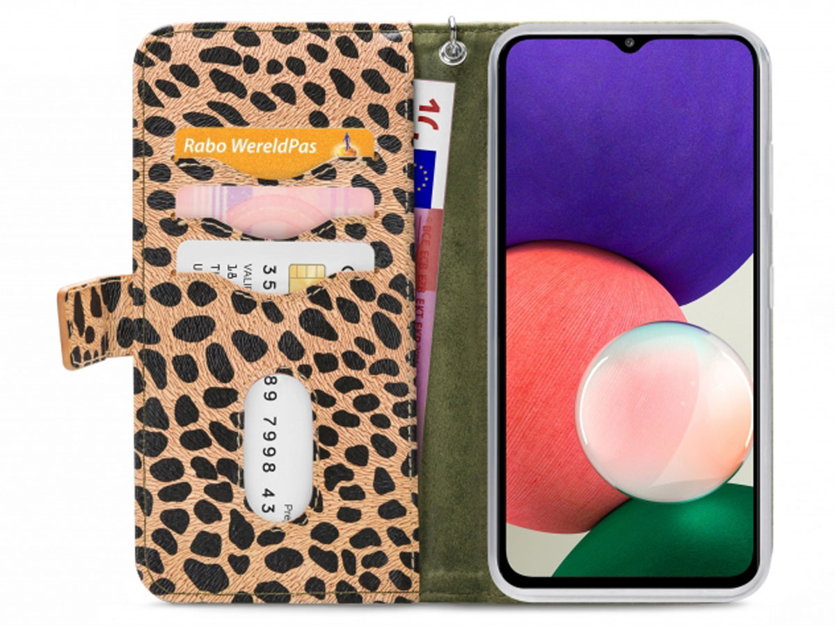 Mobilize 2in1 Magnet Zipper Case Green Leopard - Samsung Galaxy A22 5G hoesje