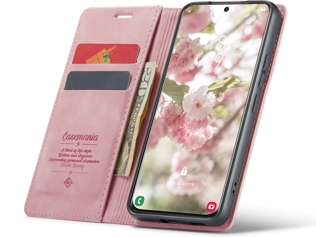 CaseMania Vintage Slim Bookcase Roze - Samsung Galaxy A24 hoesje