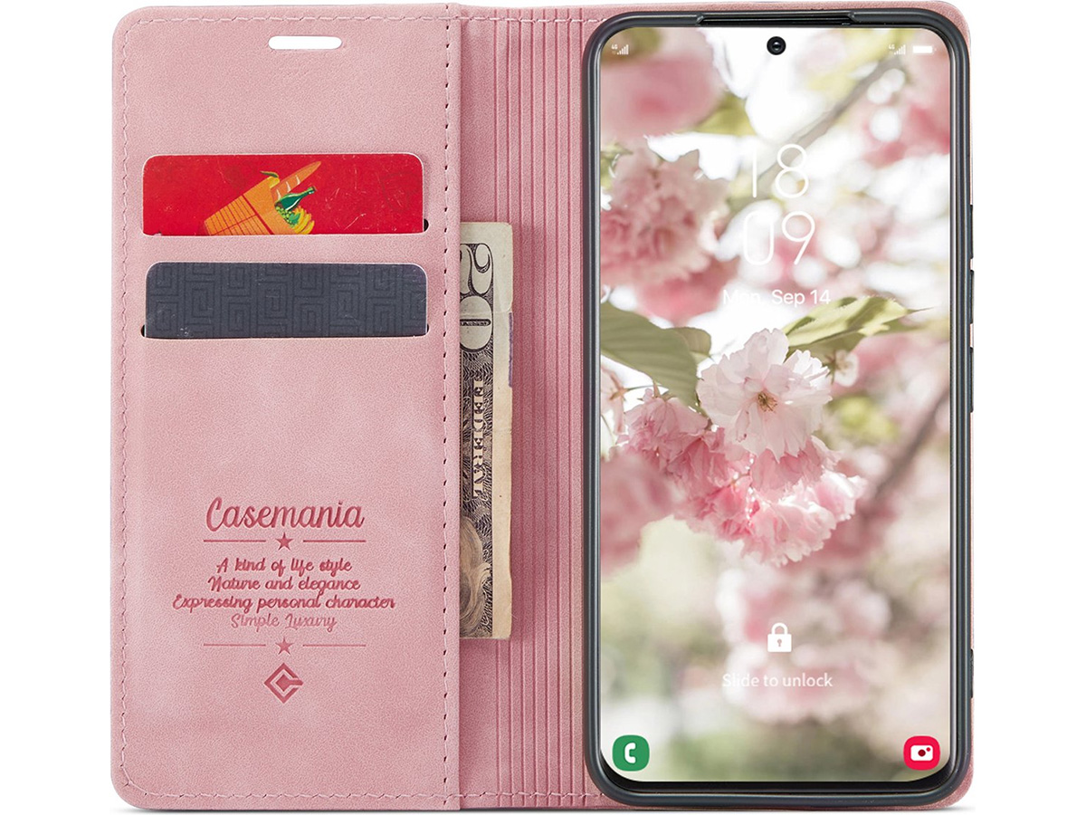 CaseMania Vintage Slim Bookcase Roze - Samsung Galaxy A24 hoesje