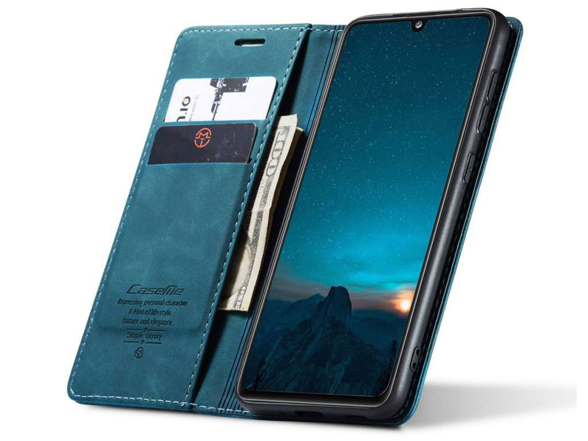 CaseMe Vintage BookCase Blauw - Samsung Galaxy A31 hoesje