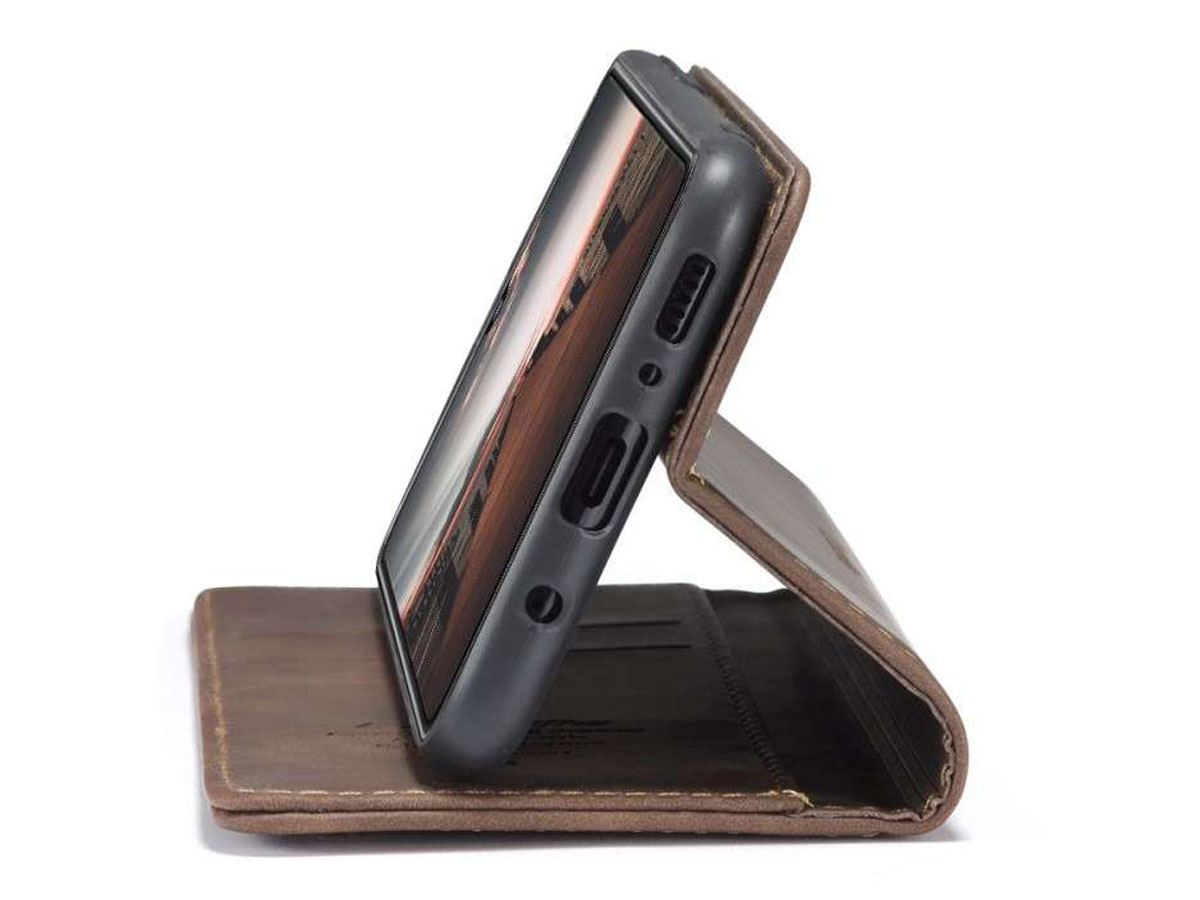 CaseMe Vintage BookCase Bruin - Samsung Galaxy A31 hoesje