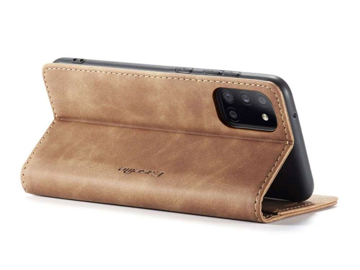 CaseMe Vintage BookCase Tan - Samsung Galaxy A31 hoesje