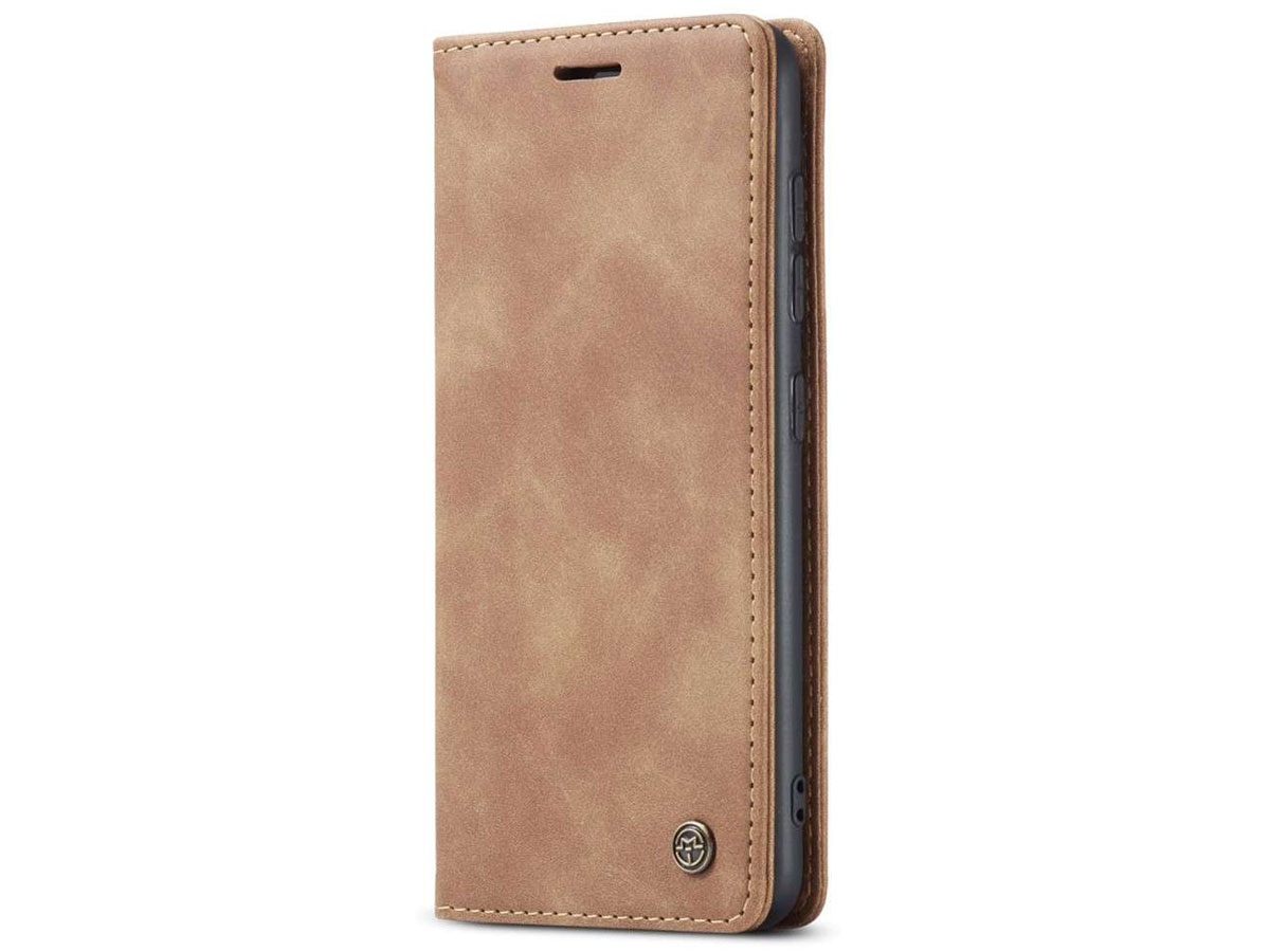 CaseMe Vintage BookCase Tan - Samsung Galaxy A31 hoesje