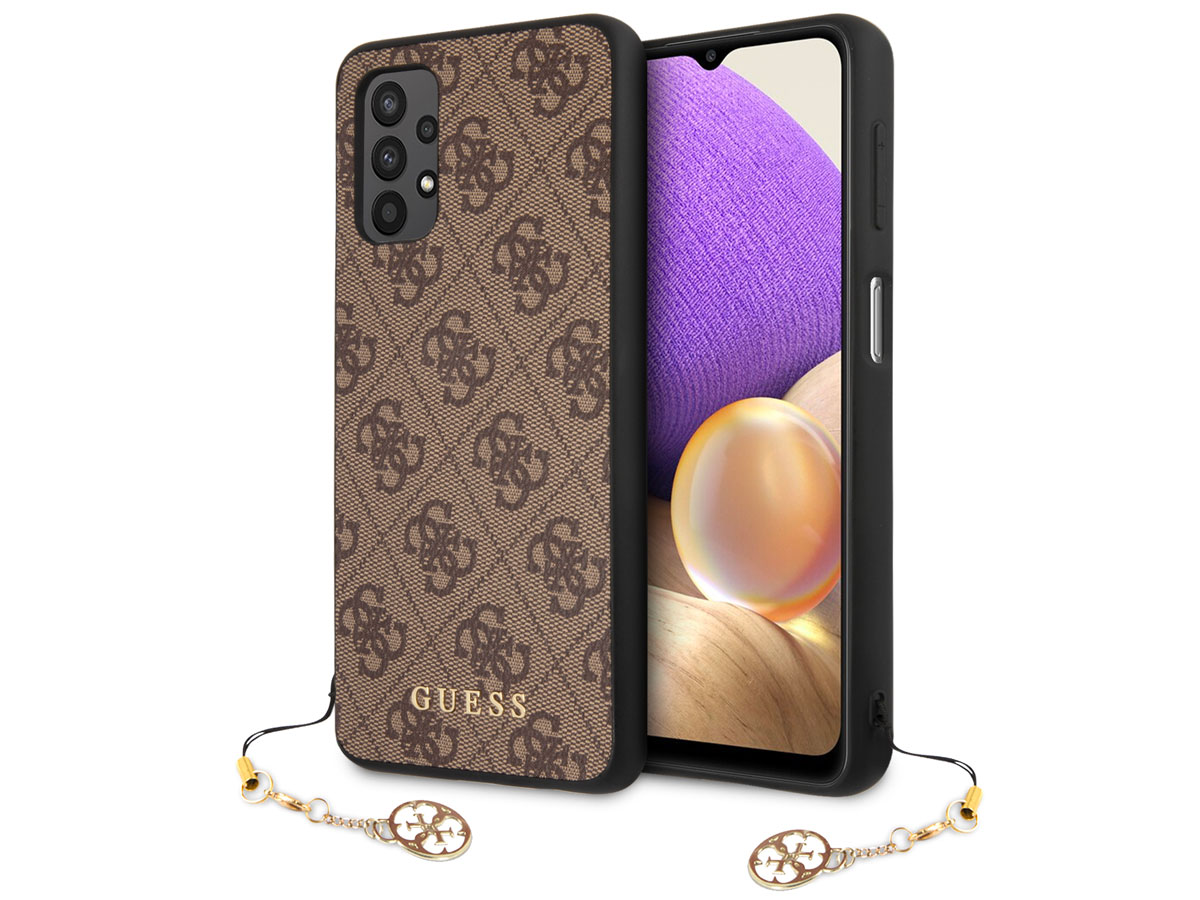 Guess Monogram Charm Case Bruin - Samsung Galaxy A32 4G hoesje