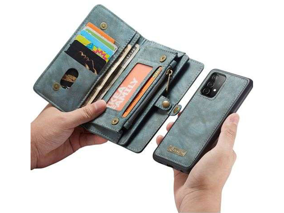 CaseMe 2in1 Wallet Ritsvak Case Blauw - Samsung Galaxy A32 5G Hoesje