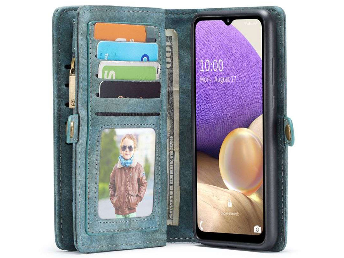 CaseMe 2in1 Wallet Ritsvak Case Blauw - Samsung Galaxy A32 5G Hoesje