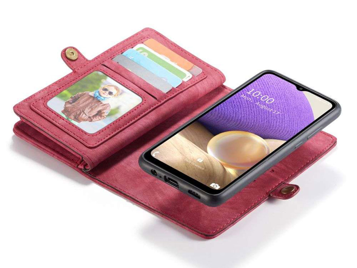 CaseMe 2in1 Wallet Ritsvak Case Rood - Samsung Galaxy A32 5G Hoesje