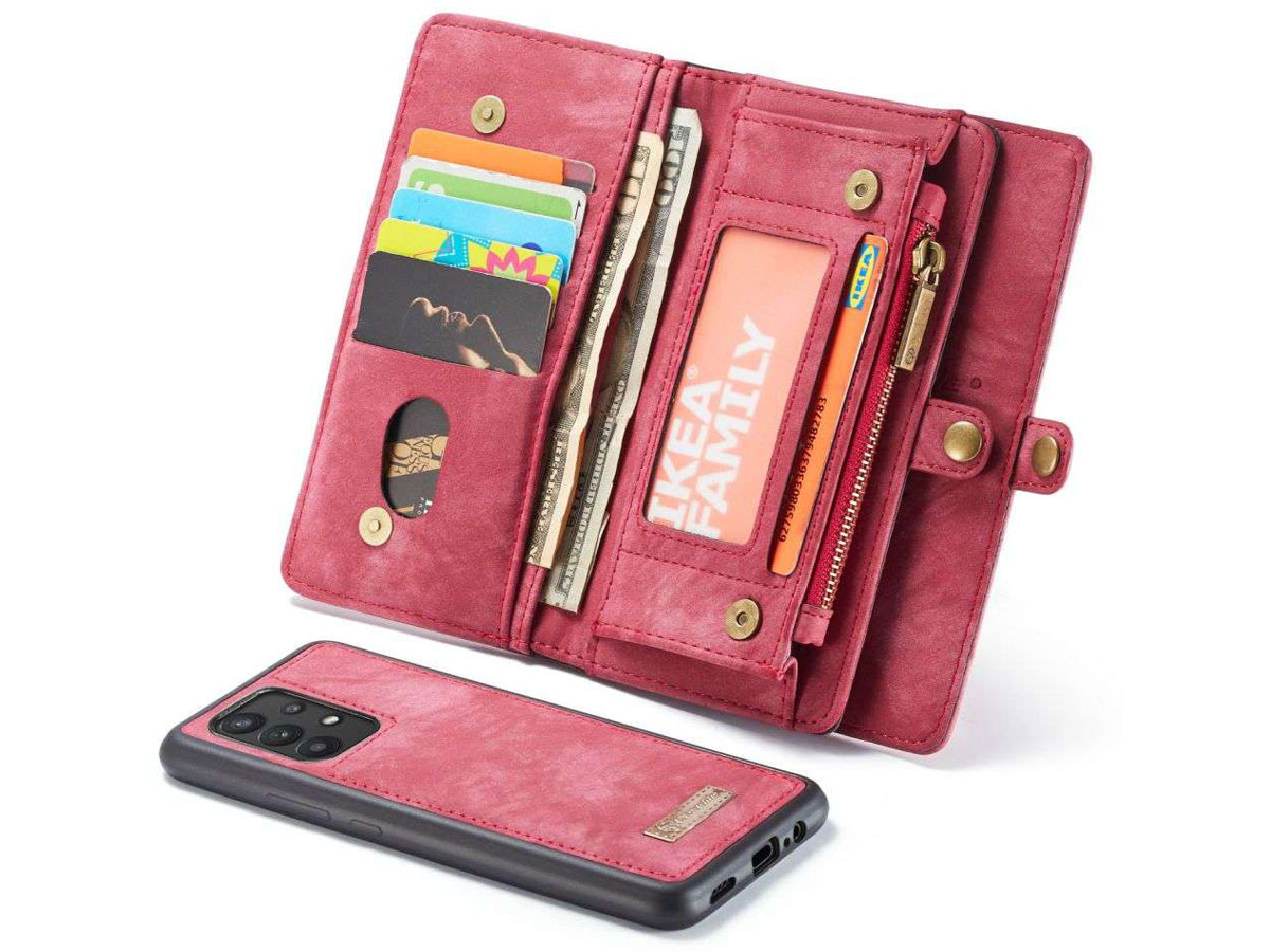 CaseMe 2in1 Wallet Ritsvak Case Rood - Samsung Galaxy A32 5G Hoesje