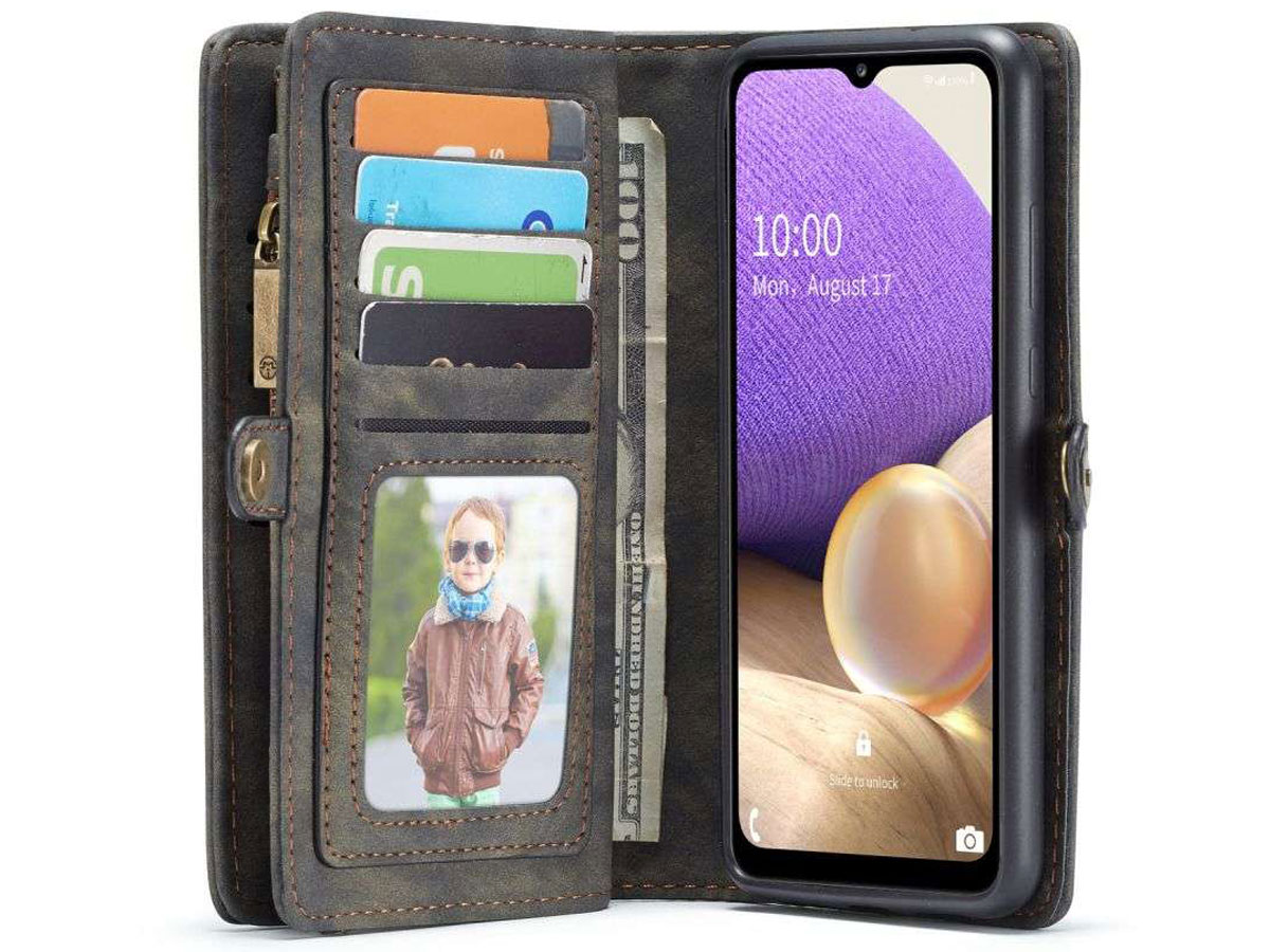 CaseMe 2in1 Wallet Ritsvak Case Zwart - Samsung Galaxy A32 5G Hoesje