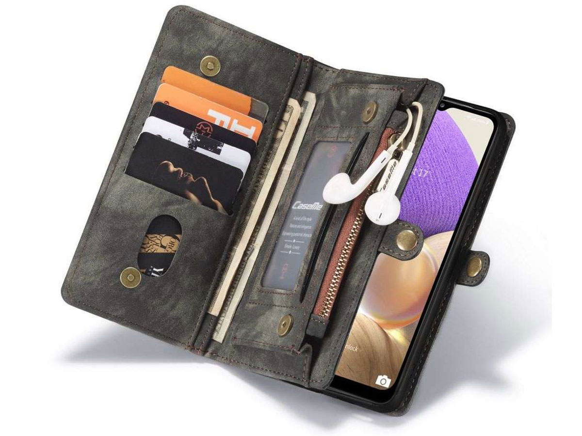 CaseMe 2in1 Wallet Ritsvak Case Zwart - Samsung Galaxy A32 5G Hoesje