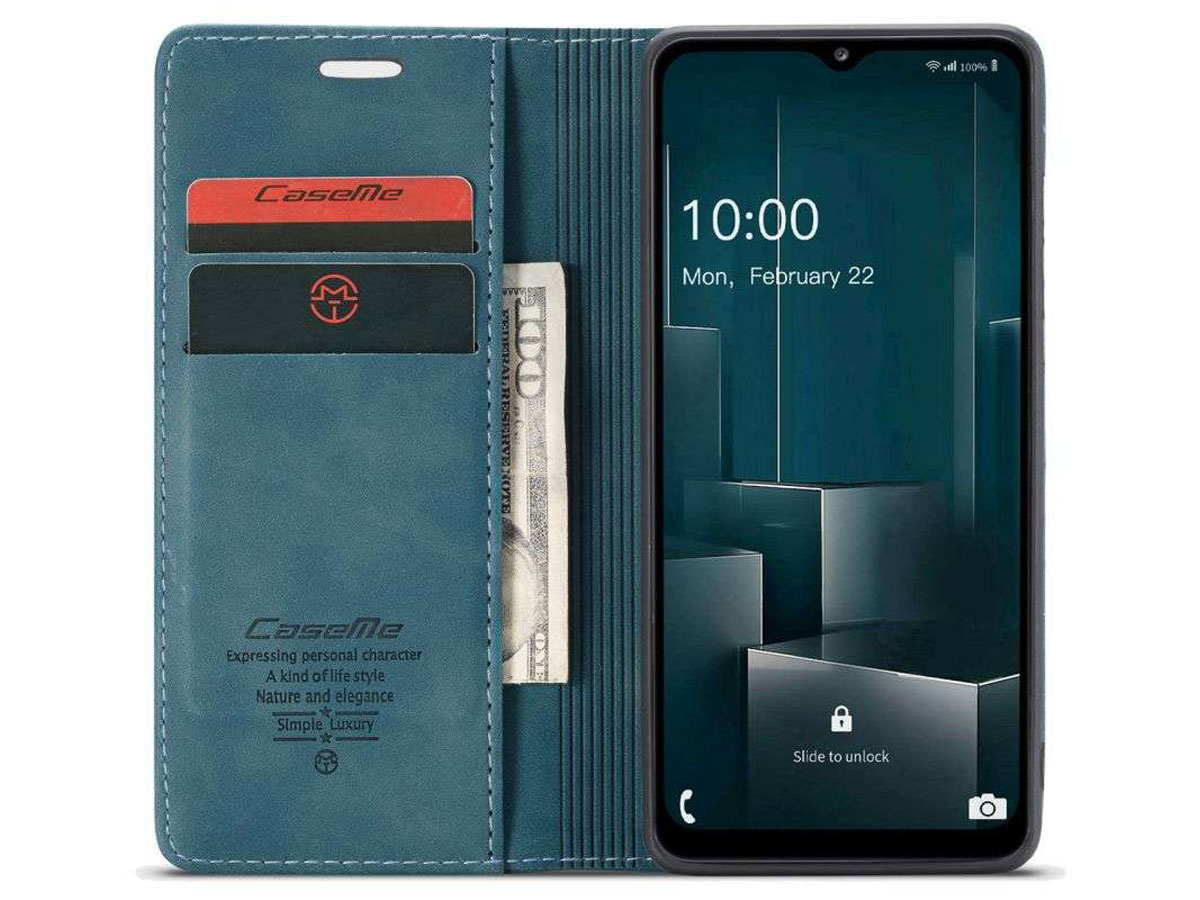 CaseMe Vintage BookCase Blauw - Samsung Galaxy A32 5G hoesje