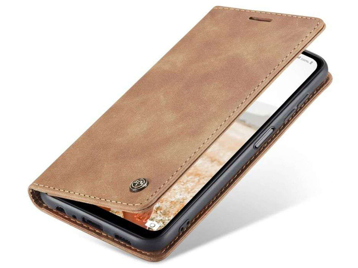 CaseMe Vintage BookCase Tan - Samsung Galaxy A32 5G hoesje