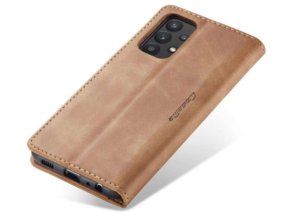 CaseMe Vintage BookCase Tan - Samsung Galaxy A32 5G hoesje