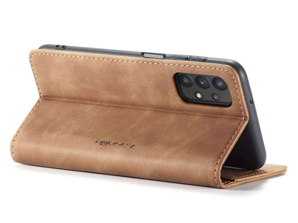 CaseMe Vintage BookCase Tan - Samsung Galaxy A32 5G hoesje