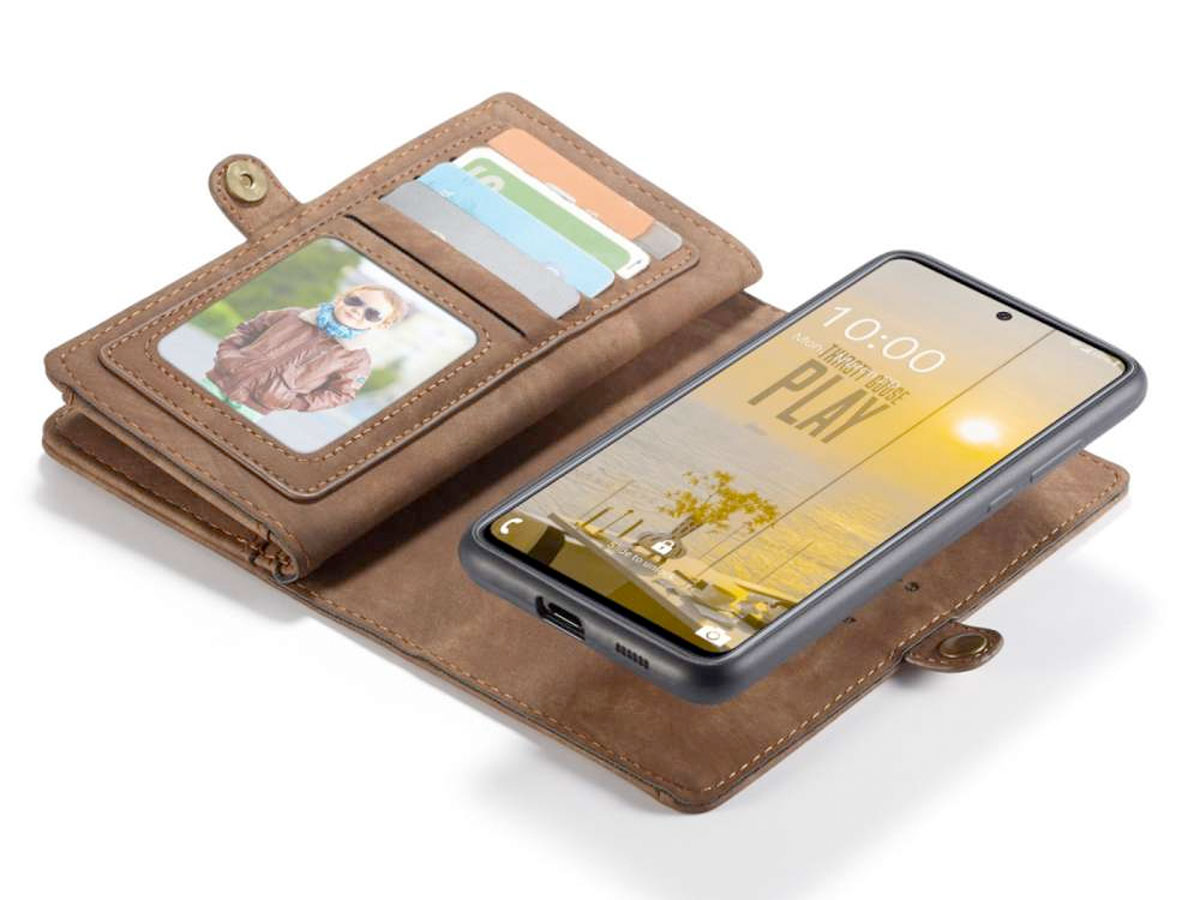CaseMe 2in1 Wallet Ritsvak Case Bruin - Samsung Galaxy A33 Hoesje
