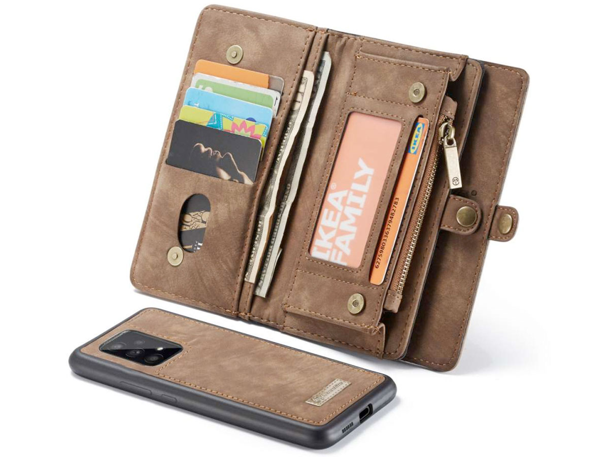 CaseMe 2in1 Wallet Ritsvak Case Bruin - Samsung Galaxy A33 Hoesje