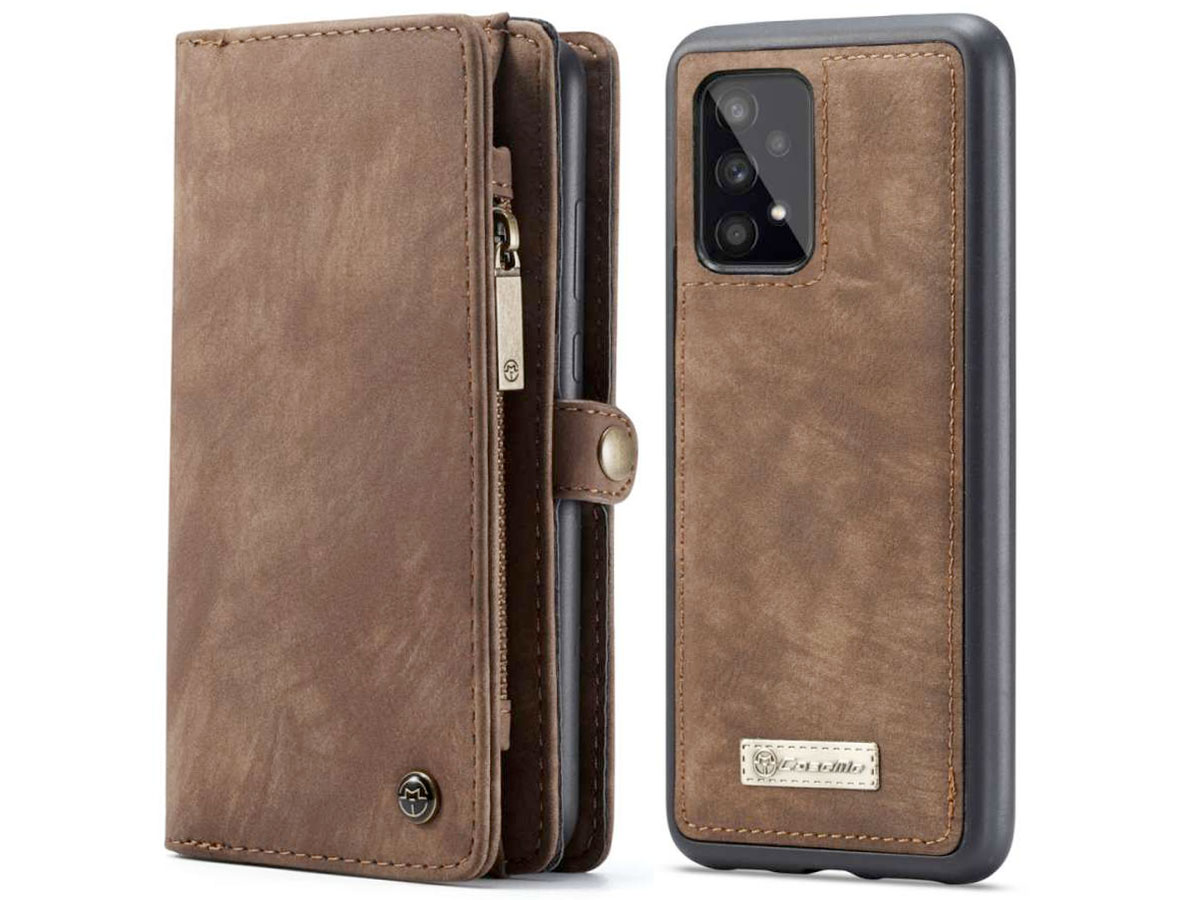 CaseMe 2in1 Wallet Ritsvak Case Bruin - Samsung Galaxy A33 Hoesje