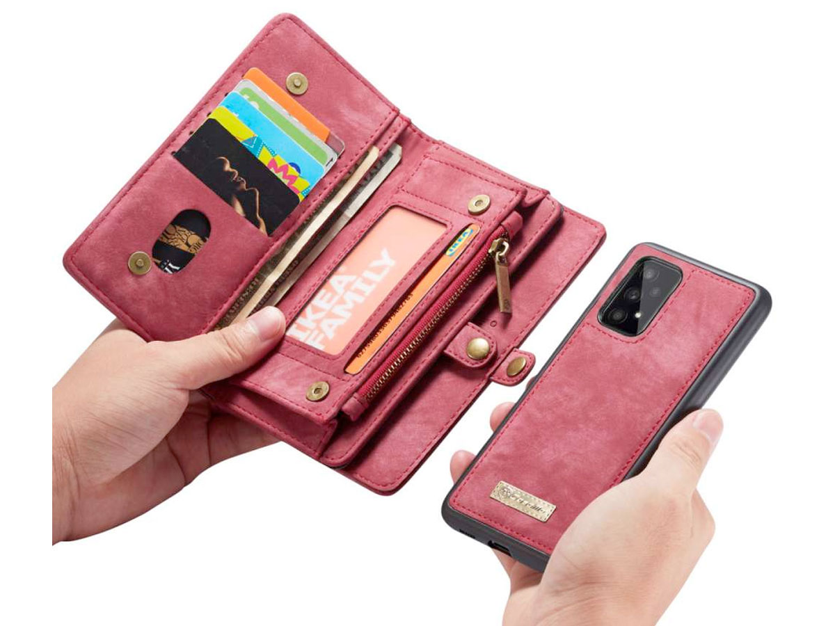 CaseMe 2in1 Wallet Ritsvak Case Rood - Samsung Galaxy A33 Hoesje