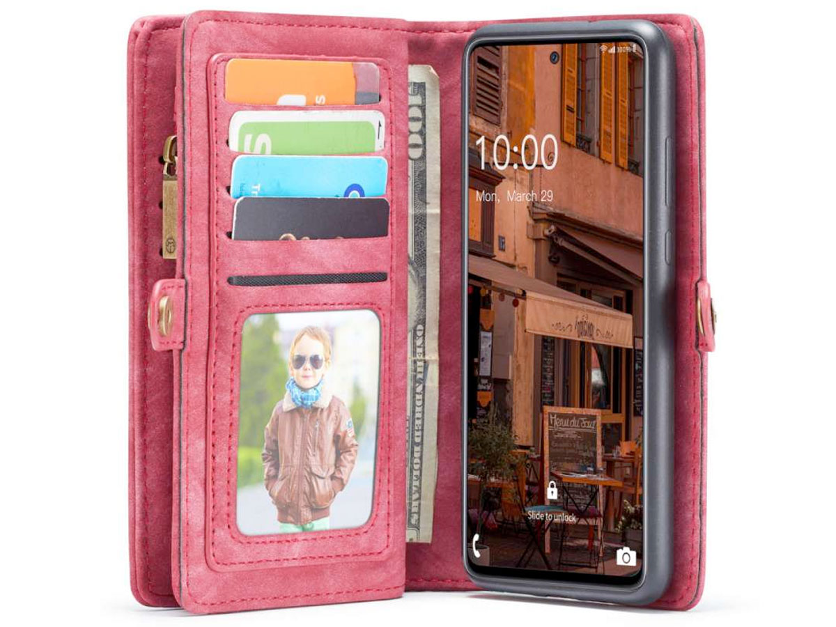 CaseMe 2in1 Wallet Ritsvak Case Rood - Samsung Galaxy A33 Hoesje