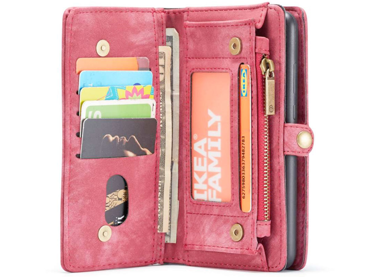 CaseMe 2in1 Wallet Ritsvak Case Rood - Samsung Galaxy A33 Hoesje