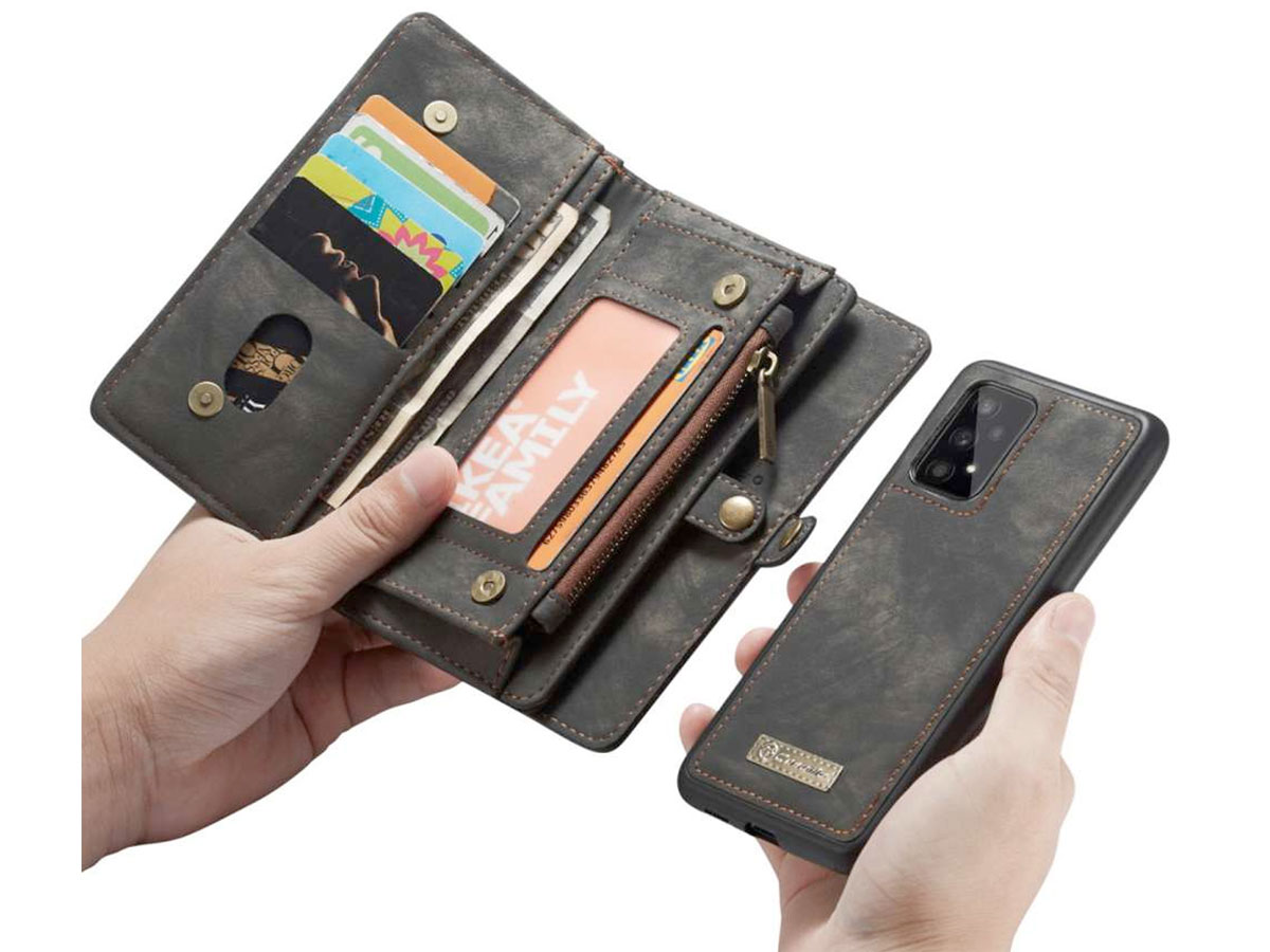 CaseMe 2in1 Wallet Ritsvak Case Zwart - Samsung Galaxy A33 Hoesje