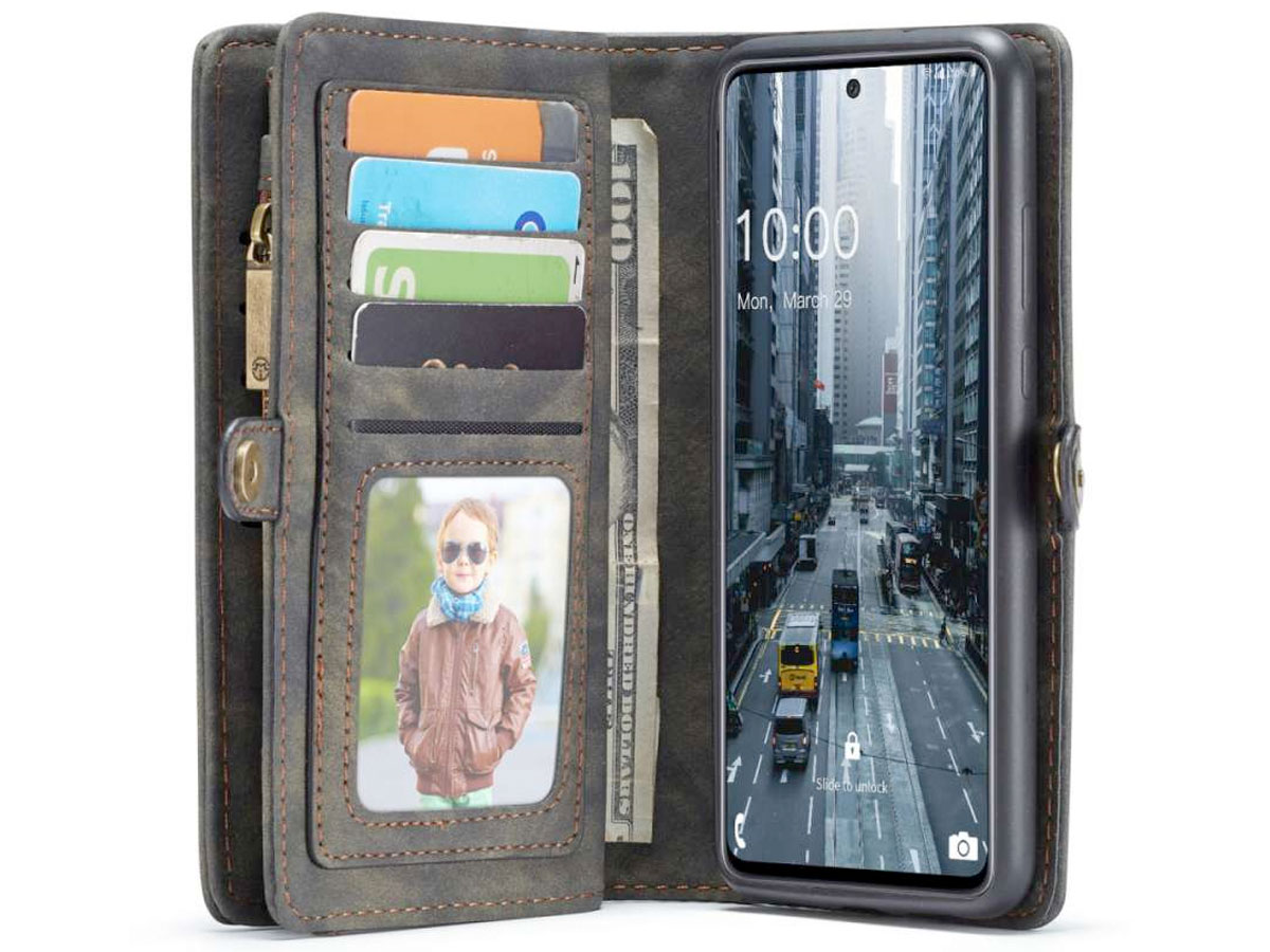 CaseMe 2in1 Wallet Ritsvak Case Zwart - Samsung Galaxy A33 Hoesje