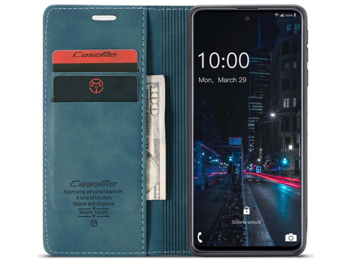 CaseMe Vintage BookCase Blauw - Samsung Galaxy A33 hoesje