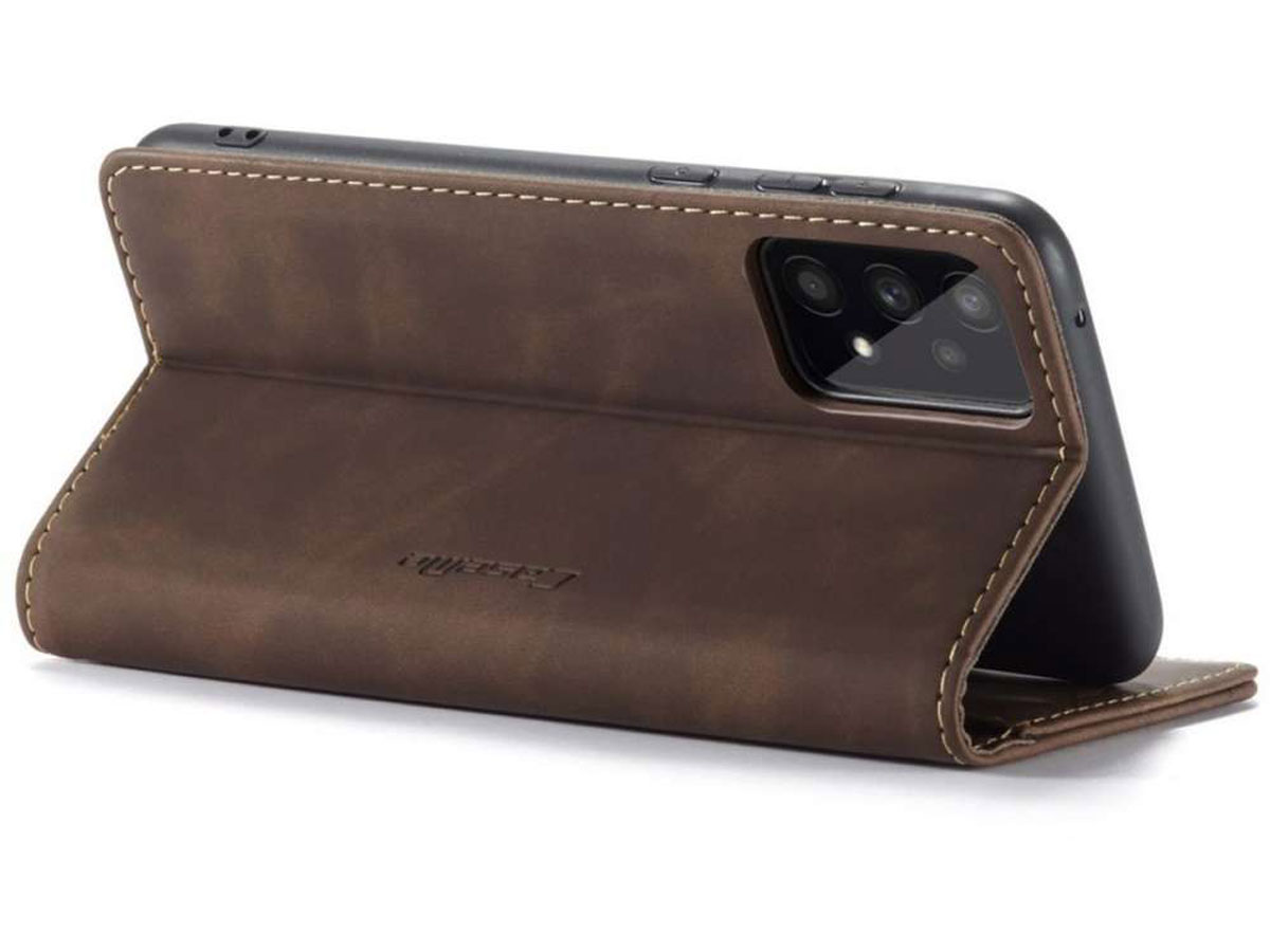 CaseMe Vintage BookCase Bruin - Samsung Galaxy A33 hoesje