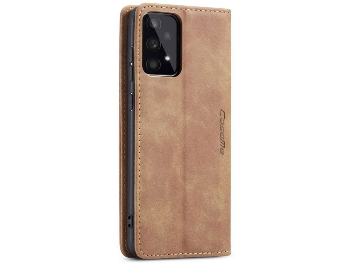 CaseMe Vintage BookCase Tan - Samsung Galaxy A33 hoesje